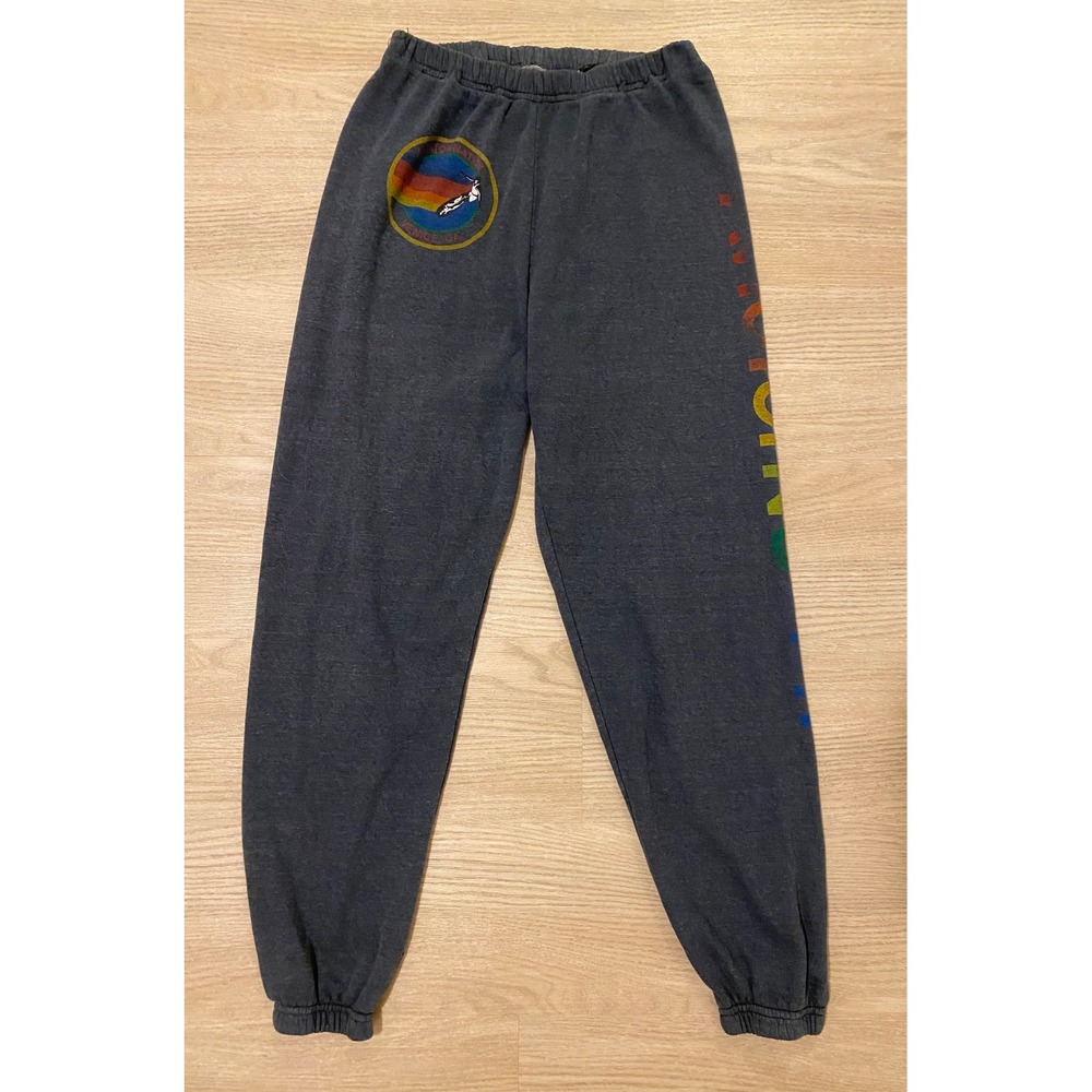 Aviator Nation Sweatpant Women S Charcoal Rainbow Venice Logo Streetwear Lounge